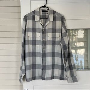 All Saints Mens Large Plaid Relaxed Fit Shirt